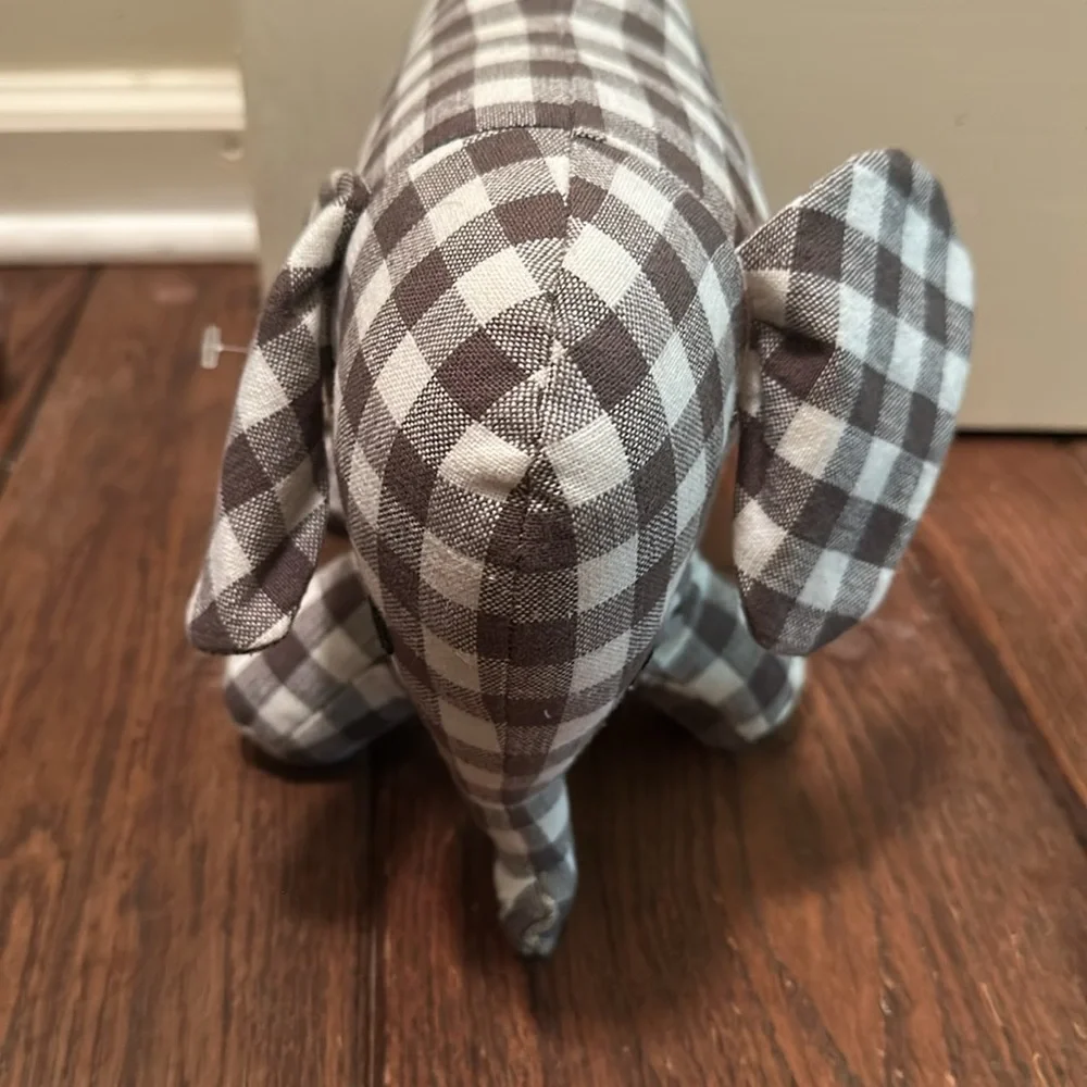 Creative Co-Op gray cotton Gingham Elephant 🐘 doorstop